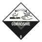 Preview: Gefahrgutaufkleber Klasse 8, 50x50 mm, PE-Folie, CORROSIVE