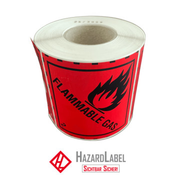 Gefahrgutaufkleber Klasse 2.1, 10x10 cm, PE-Folie, FLAMMABLE GAS