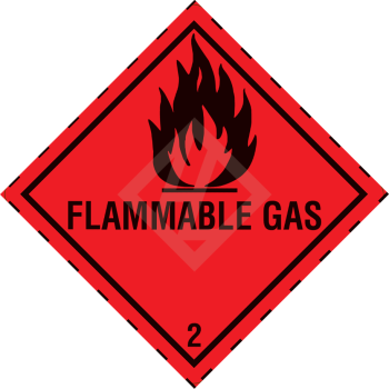 Gefahrgutaufkleber Klasse 2.1, 100x100 mm, PE-Folie, FLAMMABLE GAS