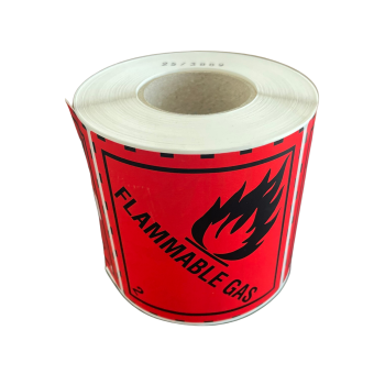 Hazard Label Class 2.1, 100x100 mm, PE film, FLAMMABLE GAS