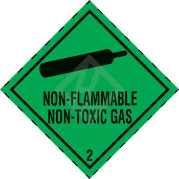Hazard Label Class 2.2, 100x100 mm, PE-Folie, NON-FLAMMABLE NON-TOXIC GAS