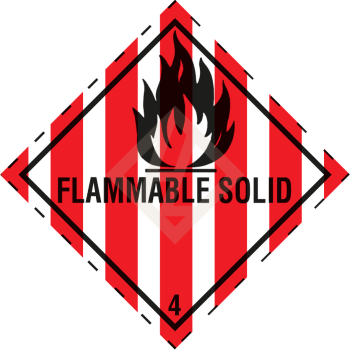 Gefahrgutaufkleber Klasse 4.1, 100x100 mm, PE-Folie, FLAMMABLE SOLID