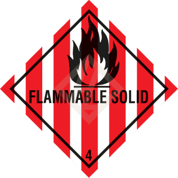 Hazard Label Class 4.1, 300x300 mm, PVC-film, FLAMMABLE SOLID