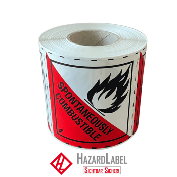 429PE100GL-Gefahrgutaufkleber-Klasse-4-2-Spontaneously-Combustible-Rolle-Hazard-Label