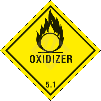 Gefahrgutaufkleber Klasse 5.1, 100x100 mm, PE-Folie, OXIDIZER