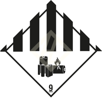 Hazard Label Class 9A, 300x300 mm, PVC-film, Lithium-Batterie