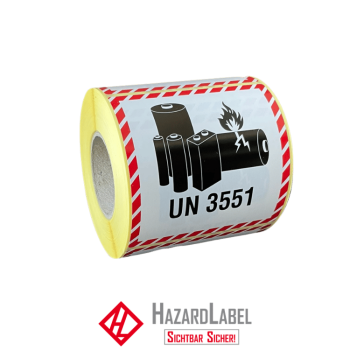 Batterieaufkleber UN3551, 10x10 cm, Papieretikett