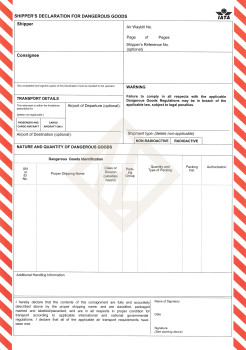 Shipper's Declaration for dangerous goods