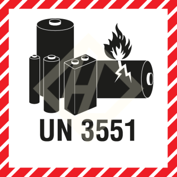 Batterieaufkleber mit UN3551, 100x100 mm, Papieretikett