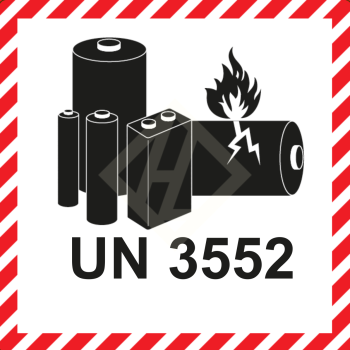 Batterieaufkleber UN3552, 100x100 mm, Papier