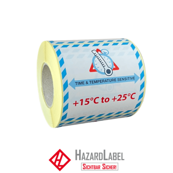 Time & Temperature +15 +25, 100x100 mm, 500 Stk., Papieretikett