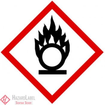 Gefahrstoffaufkleber GHS03 Flamme über Kreis 5 x 5 cm auf PE-Folie