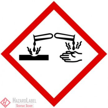 GHS05 corrosive hazard label on PE film, 5 x 5 cm