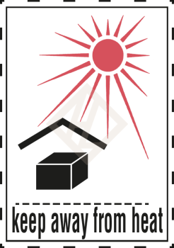 Versandaufkleber Keep away from heat, 74x105 mm, PE-Folie