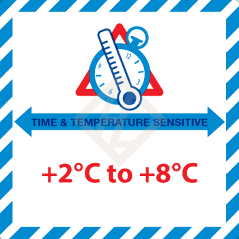 Time & Temperature +2 +8, 100x100 mm, Papieretikett