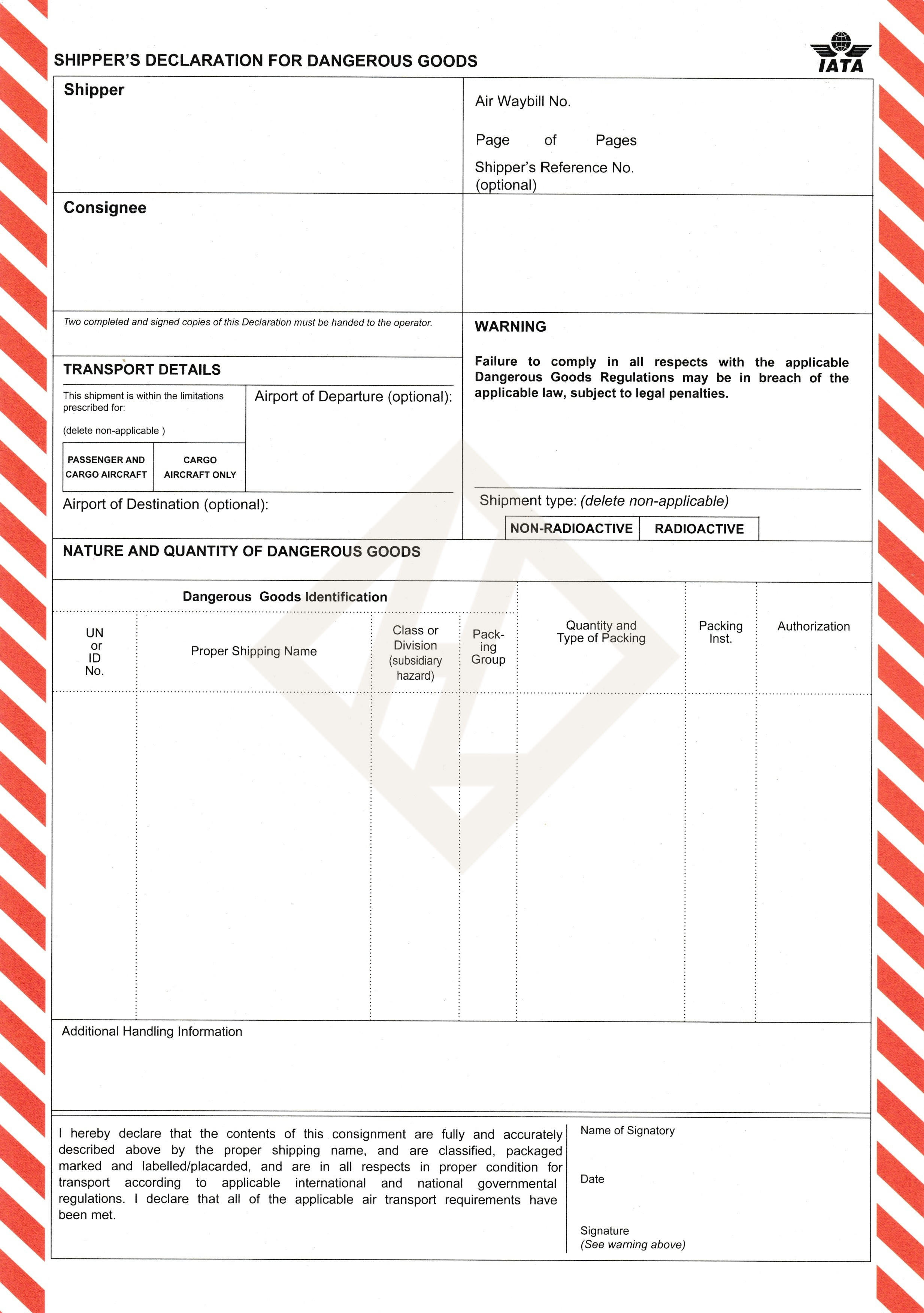Shippers Declaration für Gefahrgut – Hochwertiges Dokument für sicheren ...
