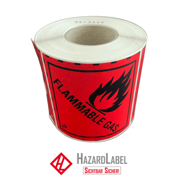 Gefahrgutaufkleber Klasse 2.1, 10x10 cm, PE-Folie, FLAMMABLE GAS