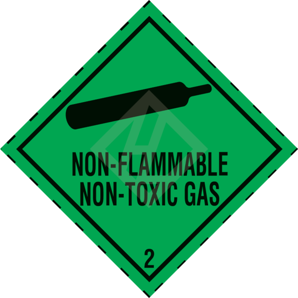 Hazard Label Class 2.2, 100x100 mm, PE-Folie, NON-FLAMMABLE NON-TOXIC GAS