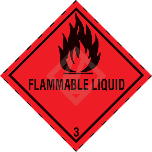 Gefahrgutaufkleber Klasse 3, 100x100 mm, PE-Folie, FLAMMABLE LIQUID