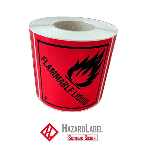 Gefahrgutaufkleber Klasse 3, 10x10 cm, PE-Folie, FLAMMABLE LIQUID