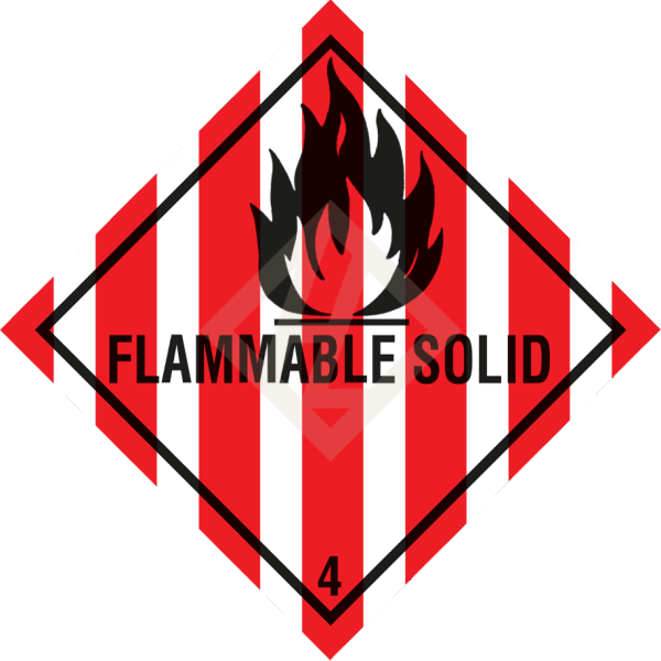 Hazard Label Class 4.1, 300x300 mm, PVC-film, FLAMMABLE SOLID