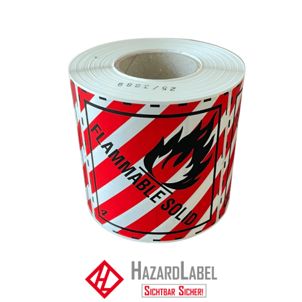 Gefahrgutaufkleber Klasse 4.1, 10x10 cm, PE-Folie, FLAMMABLE SOLID