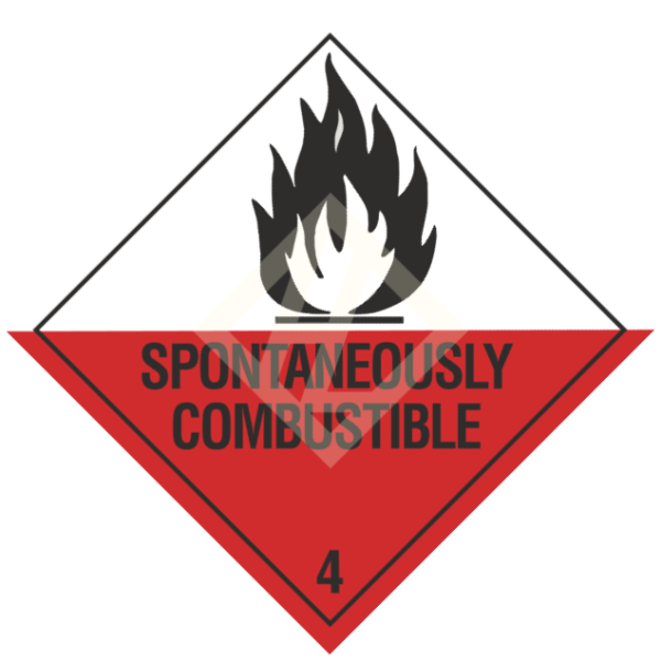 Hazard Label Class 4.2, 300x300 mm, PVC-Folie, SPONTANEOUSLY COMBUSTIBLE