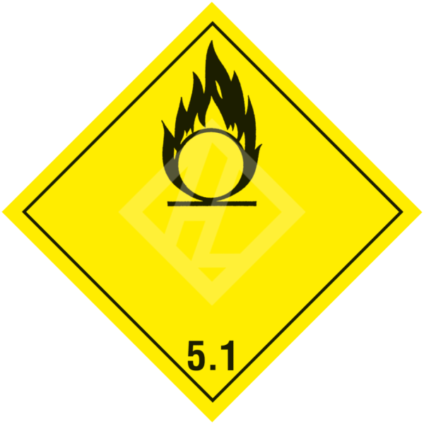 Gefahrgutaufkleber Klasse 5.1, 300x300 mm, PVC-Folie