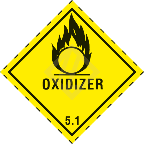 Gefahrgutaufkleber Klasse 5.1, 100x100 mm, PE-Folie, OXIDIZER