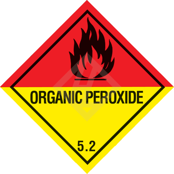 Gefahrgutaufkleber Klasse 5.2, 300x300 mm, PVC-Folie, ORGANIC PEROXIDES