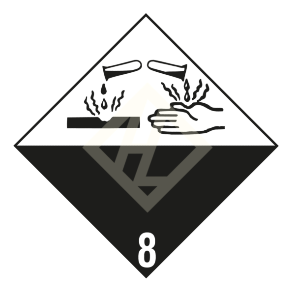 Gefahrgutaufkleber Klasse 8 Ätzende Stoffe, 250x250 mm, PVC-Folie