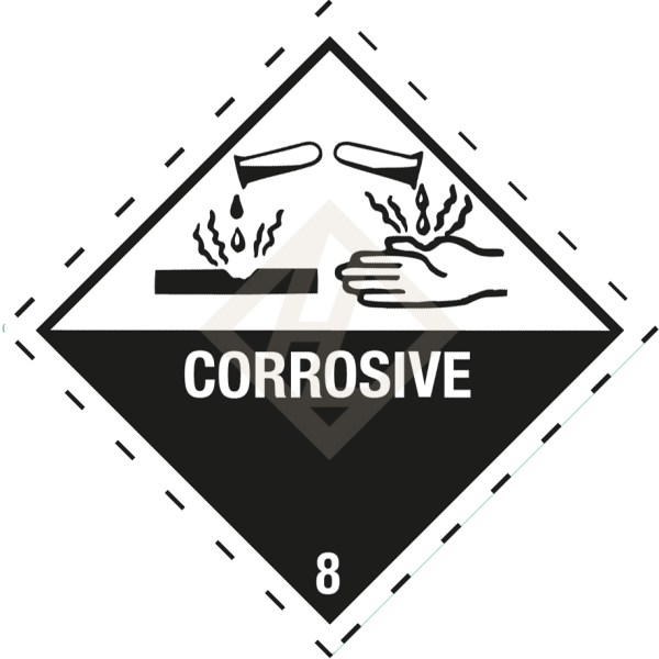 Gefahrgutaufkleber Klasse 8, 100x100 mm, PE-Folie, CORROSIVE