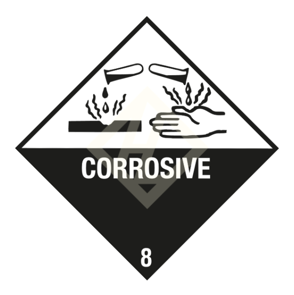 Gefahrgutaufkleber Klasse 8, 300x300 mm, PVC-Folie, CORROSIVE