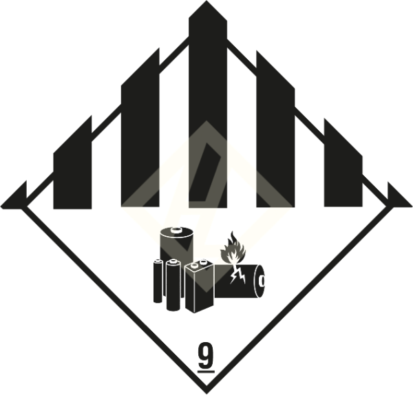 Hazard Label Class 9A, 300x300 mm, PVC-film, Lithium-Batterie