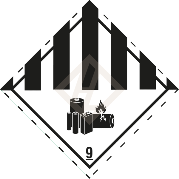 Gefahrgutaufkleber Klasse 9A, 100x100 mm, PE-Folie, Lithium-Batterie