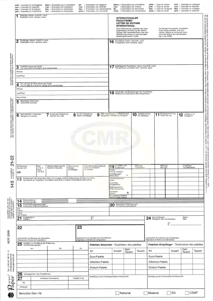 CMR Frachtbrief Laser