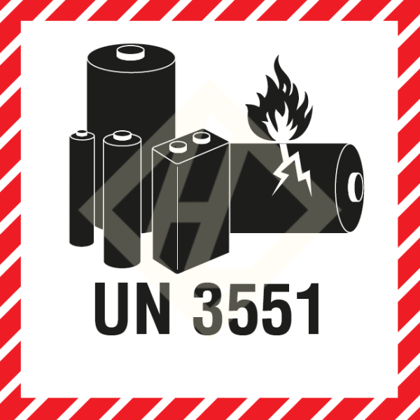 Batterieaufkleber mit UN3551, 100x100 mm, Papieretikett