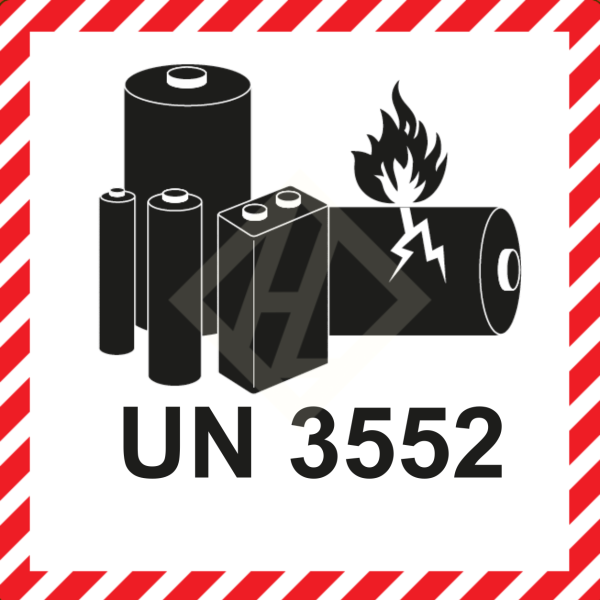 Batterieaufkleber UN3552, 100x100 mm, Papier