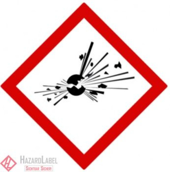 Gefahrstoffaufkleber GHS01 Explodierende Bombe 5 x 5 cm auf PE-Folie