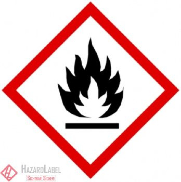 Gefahrstoffaufkleber GHS02 Flamme 5 x 5 cm auf PE-Folie