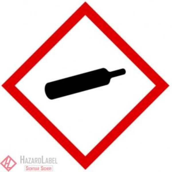 GHS04 gas cylinder hazard label on PE film, 5 x 5 cm