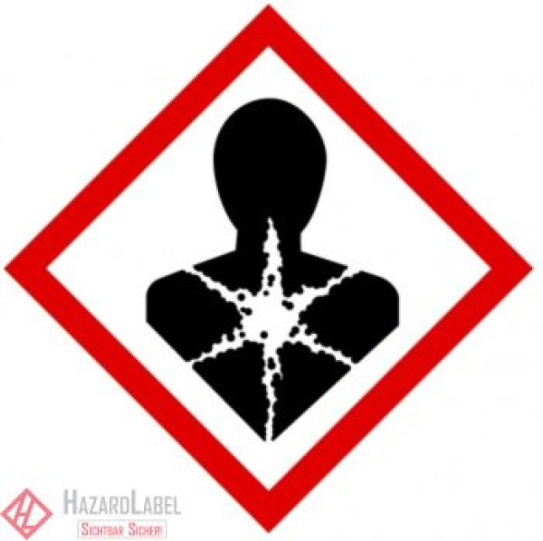 Gefahrstoffaufkleber GHS08 Gesundheitsgefahr 5 x 5 cm auf PE-Folie