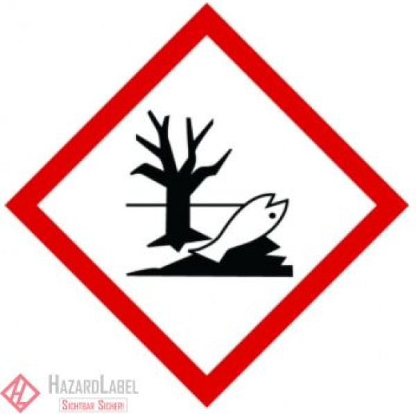 Gefahrstoffaufkleber GHS09 Umweltgefährlich Fisch Baum 5 x 5 cm auf PE-Folie