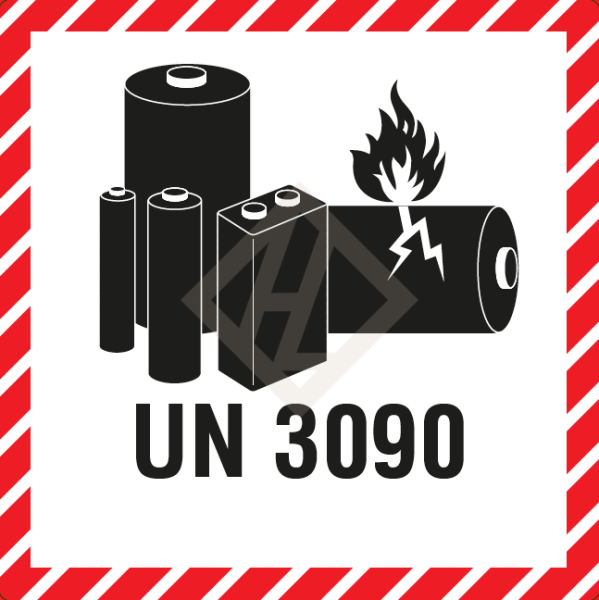 Batterieaufkleber mit UN3090, 100x100 mm, Papieretikett