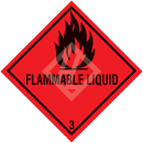 Gefahrgutaufkleber Klasse 3, 300x300 mm, PVC-Folie, FLAMMABLE LIQUID