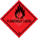Gefahrgutaufkleber Klasse 3, 100x100 mm, PE-Folie, FLAMMABLE LIQUID