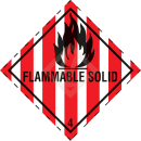 Gefahrgutaufkleber Klasse 4.1, 100x100 mm, PE-Folie, FLAMMABLE SOLID