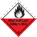 Gefahrgutaufkleber Klasse 4.2, 250x250 mm, PVC-Folie, SPONTANEOUSLY COMBUSTIBLE