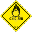 Gefahrgutaufkleber Klasse 5.1, 100x100 mm, PE-Folie, OXIDIZER