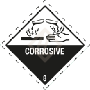 Gefahrgutaufkleber Klasse 8, 100x100 mm, PE-Folie, CORROSIVE
